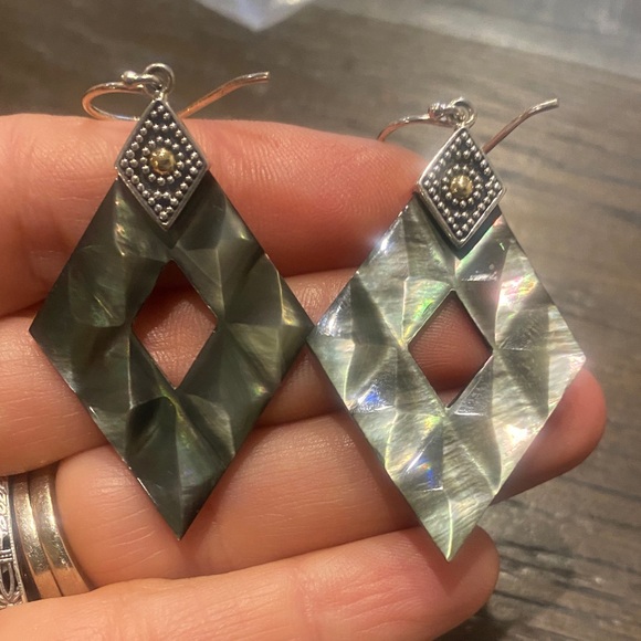 Silver 18 Karat gold Robert Manse Diamond-Shaped Earrings - Picture 2 of 4